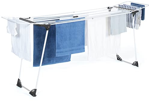 IDMarket - Wäscheständer, horizontal, faltbar, hohe Kapazität, 22 m, Weiß