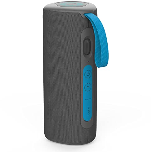 Boompods Rhythm 24 Bluetooth Lautsprecher - kabelloser Party Lautsprecher mit 10 LED-Lichteffekten, IPX5 Wasserschutz, 24W Tragbare Musikbox für Garten, Badezimmer und Reisen, Blau