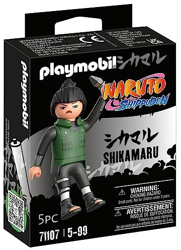 PLAYMOBIL Naruto 71107 Shikamaru in dunkelgrüner Weste mit schwarzer Hose und schwarzen Stiefeln und Kunai, kreativer Spielspaß für Animefans mit tollen Details und authentischen Extras, ab 5 Jahren