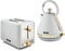 TOWER Cavaletto 1.7L 3KW Pyramid Kettle & 2 Slice Toaster in Optic White with Brushed Champagne Gold Accents. Matching White Kettle & 2 Slice Toaster Set