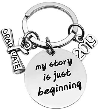 Wycian Schlüsselanhänger für Frauen, Lieblingsschwester Schlüsselanhänger Silber Runde Gravur My Story is Just Beginning Edelstahl für Frauen Männer