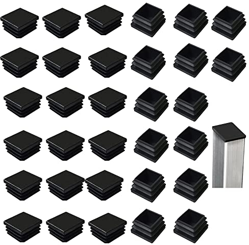 Lamellenstopfen für Vierkantrohre,32 Stück 30X30mm Rohrstopfen Quadratisch Abschlusskappen Kunststoff Schwarz Quadratstopfen schutzkappen tischbeine für Metallprodukte,Stühle,Sofas,Tische(30x30mm)