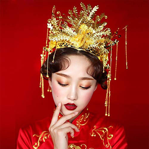 MOBEBI Haarschmuck, Krone, Stirnband, Retro-Braut-Kopfbedeckung, Goldener Pfau, Kostüm, Kopfschmuck, Coronet-Haarschmuck, Cheongsam-Bühnen-Haartiara