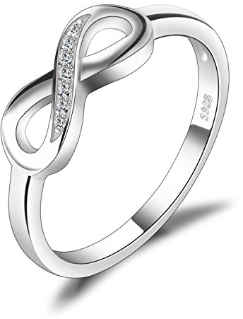 JewelryPalace Wickelring Infinity Verlobungsring Unendlichkeit Promise Eheringe Ring Silber 925 Damen, Zirkonia Silberringe Trauringe Damenring Hochzeitsringe Antragsring Ringe, Damen Schmuck 50