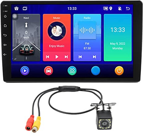 BAOK Lecteur Multimédia de Voiture, Commande au Volant 4G RAM 32GB ROM 1080P Haute Définition 9 Autoradio à écran Tactile pour Voiture (avec un appareil photo)