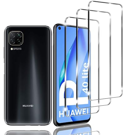 Kziwii 3 Stück Schutzfolie für Huawei P40 Lite Panzer Schutz Glas, Panzerfolie, Schutzglas, HD Displayschutzfolie, 9H Härte, Anti-Kratz, Anti-Bläschen für Huawei P40 Lite