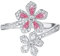 Anello da donna con fiori di ciliegio, con cristalli scintillanti e zirconia cubica, rosa, motivo floreale, aperto, regolabile, anelli di fidanzamento e promessa di matrimonio, gioielli per