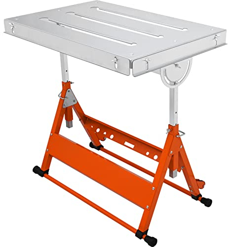 VEVOR Mesa de Soldadura Ajustable 76,2x50,8 cm Banco de Trabajo Portátil 63,5-81,3 cm con Ruedas de Transporte Banco de Trabajo Plegable de Acero Capacidad de Carga de 181 kg para Bricolaje Reparación