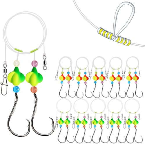 Dovesun Pompano Rigs zum Meeresangeln Pompano Floats Pre Rigged Flapper Rigs Pompano Rigs Angeln Rigs Form Propeller-Kreishaken*10STK