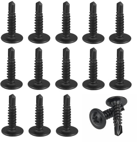 KAEGOUSY 100PCS Self Drilling Screws 4.2x19 mm Black Wafer Head Screws Wafer Head Screws Steel Self Tapping Screws for Wood Drywall Metal Plastic Panels Sheet Metal