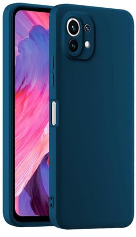 HULLIN Custodia per Telefono in Silicone Colorato, Adatta per Xiaomi MI 11 Lite / 11 Lite 5G / 11 Lite 5G NE (6.55) - Blu zaffiro