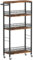 4 Tier Kitchen Storage Cart Slim Rolling Cart on Wheels Mobile Vegetable Rack with Wooden Tabletop Slide Out Utility with Handle for Living Room Laundry Pantry Brown
