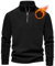 Livonmone Herren Fleece Pullover Warmes Microfleece Sweatshirt Half Zip Fleecepullover für Herbst und Winter Schwarz L