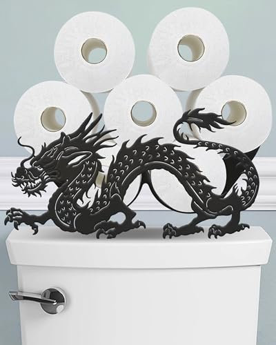Wigag Dragon Toilet Paper Holder Stand for Extra 8 Rolls, Funny Decorative Free Standing Toilet Paper Storage, Farmhouse Bathroom Animal Decor Accessories Storage Cabinet