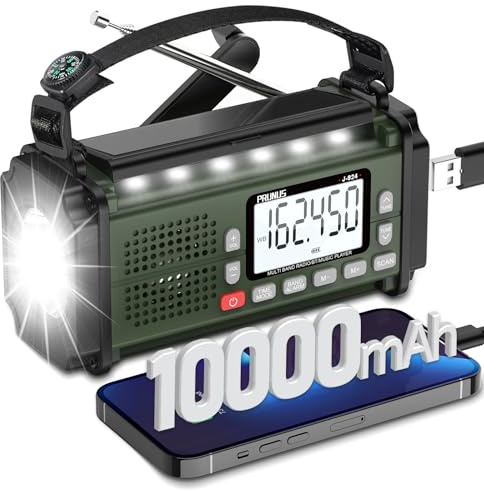 PRUNUS J-924 10000mAh/37000mWh Hand Crank Emergency Radio NOAA AM FM SW