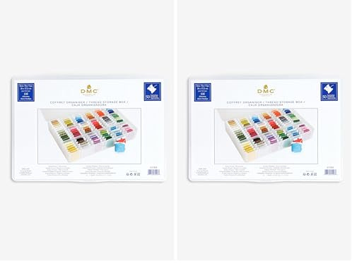 Sewing-Online 6118/6 Floss/Embroidery Thread Bobbin Storage Box inc 50 Empty Bobbins (Pack of 2)