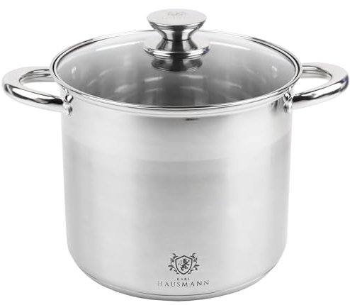KARL HAUSMANN Pentola grande in acciaio inox – 7,2 l – Ø 22 cm – grande pentola a induzione adatta a tutti i piani cottura – pentola con coperchio – pentola per spaghetti – pentola in acciaio inox