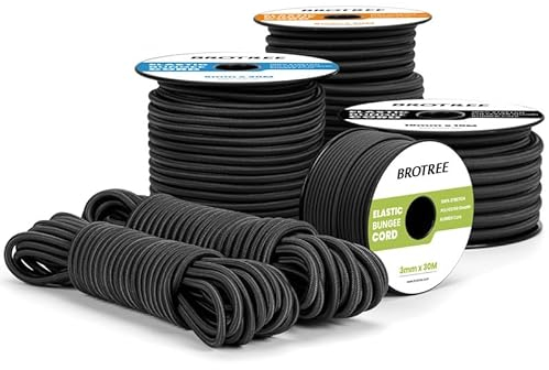 Brotree Cuerda Elástica 4mm 10m Cuerda de Goma Elastica para Lona, Pulseras, Pulpos, Remolque, Toldos, Piscina - Negro