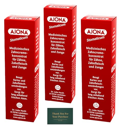 Stomaticum Zahnpasta 25ml (3er Pack), beugt Karies vor, Zahnpasta mit Treseida Dankeschön für Ihren Einkauf Karte