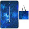 ducanll Blaue Picknickdecke, 150 x 100 cm, faltbar, mit Tragegurt, Stern-Kunst-Muster, maschinenwaschbar, Strandmatte mit sanddichter Rückseite, für Camping, Strand, Konzerte