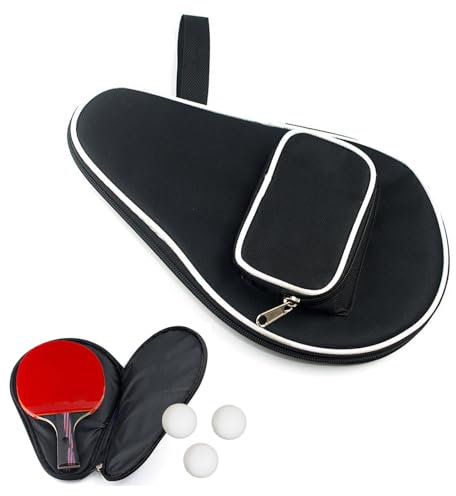 Tischtennisschläger Hülle, Schlägerhülle Tischtenni, Tischtennisschläger Tasche, Tischtennis Tasche, Bietet Platz für 2Schläger, Extra Ballfach für 3Bälle, Sturzsichere Aufbewahrung Sportzubehörtasche