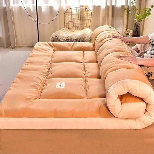 MTNBHH Japanische Futon-Bodenmatratze, Futonbett-Rollmatte for bequemes Schlafen, Faltbare Bodenmatratze, volle Größe, extra dick(Color:Brown,Size:150x200cm)