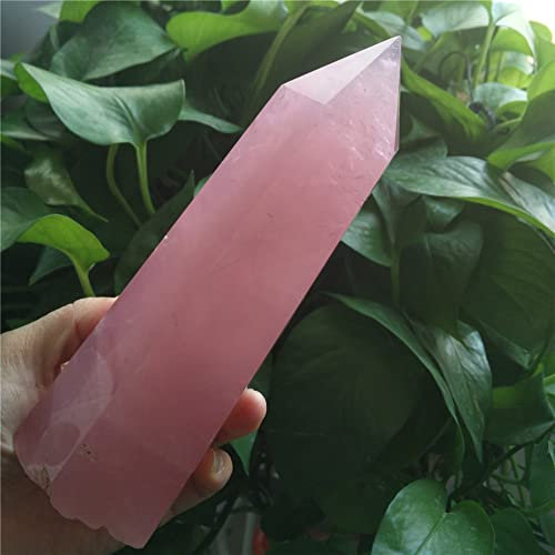 BIRXPMOS Rosenquarz-Kristallstab – niedliche rosa Kristallquarzspitze – natürliche Heilkristalle und Steine ​​– (Farbe: JDFP18112201)