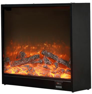 Yclty Chimenea Eléctrica, Chimenea Empotrada con Efecto de Estufa de Leña Eléctrica, Mando a Distancia(70x18x60cm)