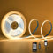 URAQT COB LED Streifen,3000K LED Strip Warmweiss 5M Dimmbarer DC 24V Flexibles LED Band Selbstklebend Wasserdicht DIY Superhelle COB LED Beleuchtung mit Fernbedienung und Netzteil 8 mm Breite CRI > 90