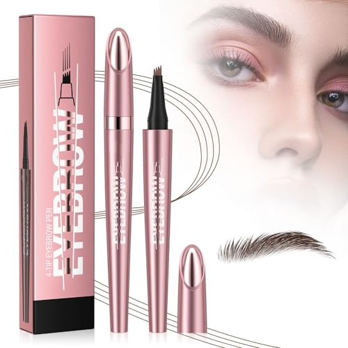 Wasserdichter 3D Magischer Augenbrauenstift mit 4 Gabelspitzen, 2024 Neu Eyebrow Pencil, Mikro Augenbrauenstift Eyebrow Pencil Erzeugt Mühelos Natürlich Aussehende Brauen (A#-Dunkelbraun)