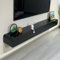 LVRUIEDS Supporto TV Sospeso, Mensola TV Lucida A Parete, Centro di Intrattenimento Moderno con Mobile TV Portaoggetti, Tavolo Consolle Multimediale per Soggiorno(Black,120CM)