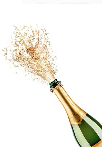 Amy Rose's Kitchen Edible Champagne Bottle Bubble Cake Topper, Gold, 1 x 7 - Uncut, A4, Up to 7, Birthday, Retirement