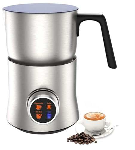 Electric Milk Frother, 500W Cold Foam Maker with LCD Touch Control, Four Preset Modes Adjustable 900ML Milk Cup Capacity, Rapid Foaming And Automatically Monitor Temperature, for Chocolate Milk