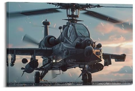 Poster Kampfhubschrauber Apache AH MK1 Kampfjet, dekoratives Gemälde, Leinwand-Kunstbild, 60 x 90 cm