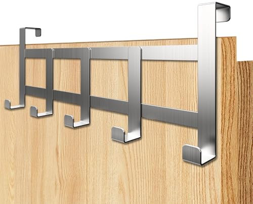 Menz Türgarderobe zum Einhängen aus Edelstahl - Flexible Türhaken für ganze Wohnung, Kleiderhaken für Tür, platzsparende Türhakenleiste, Haken zum Einhängen, universell verwendbar