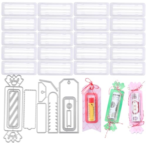 OTCRAFT 22 Stück/Set Groß große, transparente rechteckige Kuppeln und Etiketten, Süßigkeiten-Stanzformen-Set; selbstklebende Lippenbalsambeutel, Geldhalter für Bastelarbeiten, Geschenkkarten, Shaker,