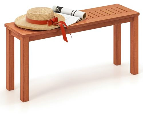 GOPLUS Gartenbank ohne Rückenlehne, Sitzbank aus Massivholz, Terrassenbank 150 kg belastbar, 100cm Parkbank, Holzbank Außenbank Gartenmöbel für Eingangsbereich, Garten & Terrasse, 100 x 30 x 47 cm