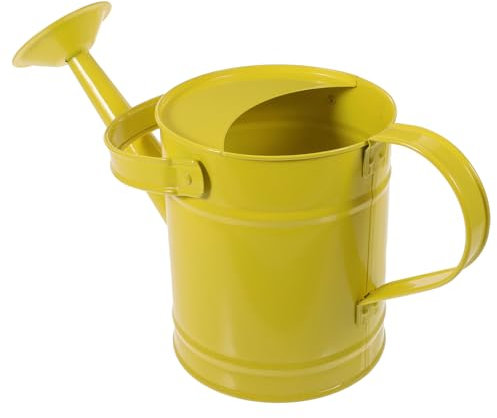 HANABASS Gelbe Metallgießkanne Für Zimmerpflanzen Und Garten Ergonomischer Griff Große Öffnung Praktische Gartengießkanne Für Innen Außenbereich Für Blumentöpfe Und Gartenpflanzen