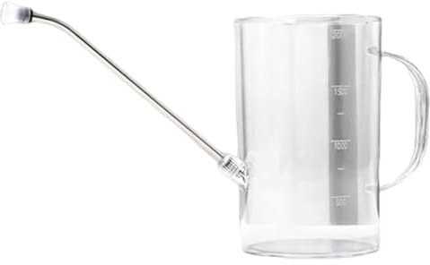 Regadera de 2 l transparente para plantas con boquilla larga extraíble de acero inoxidable, aspersor para plantas con asas para plantas de interior, regadera para oficina, regadera para exteriores, re