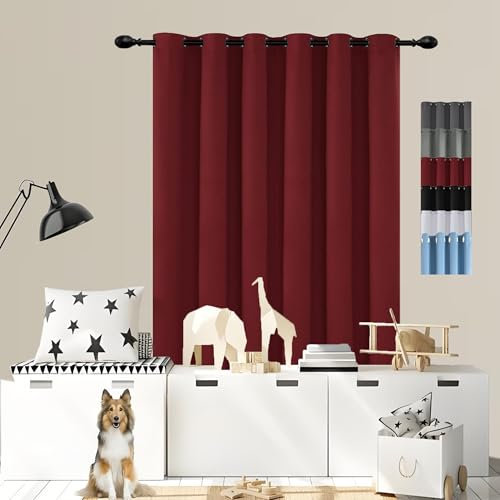 GOUSUN Abdunklungsvorhang 115 x 160 cm Höhe Verdunkelung Schiebegardinen Blickdichte Gardinen mit Ösen Thermovorhang Gegen Kälte für Schlafzimmer, Rot