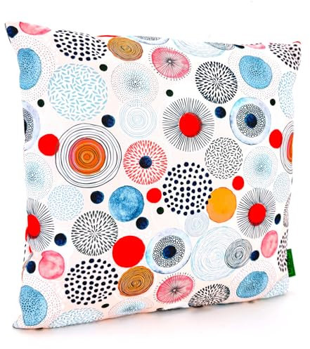 heimtexland ® Outdoor Deko Kissen 45x45 wetterfest Gartenkissen mit Füllung Lounge Dekokissen wasserabweisend Outdoorkissen Gartenkissen bunt Bedruckt Typ913 Kreise