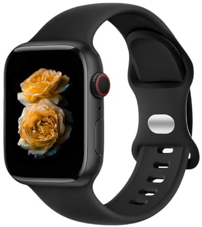Correa deportiva de silicona Compatible with Apple Watch 38/40/41/42/44/45/46/49mm - Correa deportiva e impermeable para iWatch Ultra3/2/1 SE3/2/1 Series11/10/9/8/7/6/5/4/3/2/1, Negro