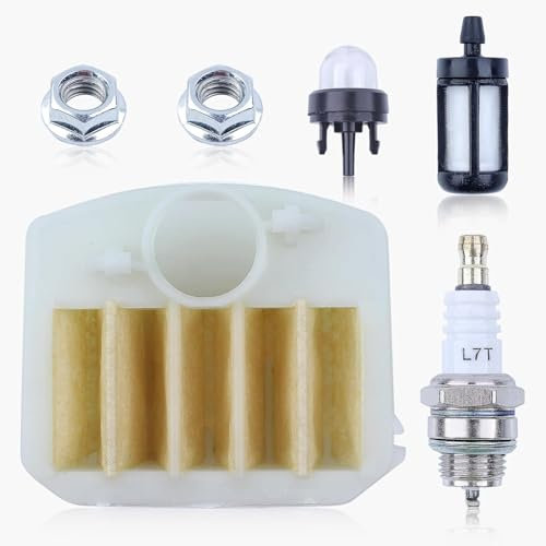 EAGHADEK Tool accessories Air Fuel Filter Primer Bulb Bar Nuts Spark Plug Kit For Compatible with Husqvarna 340 345 346 XP 350 351 353 Chainsaw Replace Parts [#537024003]