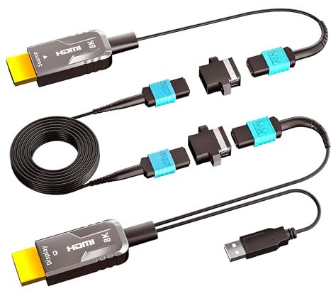 Dbilida 8K MPO Detachable Pure Fiber Optic HDMI 2.1 Cable 100ft, Support 8K 60Hz, 4K 120Hz, 48Gbps, Dynamic HDR for PS5, Xbox Series X, Denon AV Receiver, HDTV, Blu-ray, Monitor, Projector