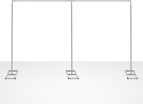 Sturdy Adjustable Pipe & Drape Backdrop Frame with Metal Base – Weather-Resistant Stand for Weddings, Parties & Studios – 4x8m, 10 Poles, 3 Base Plates, 2 L-Shape Poles, 1 T Shape Pole