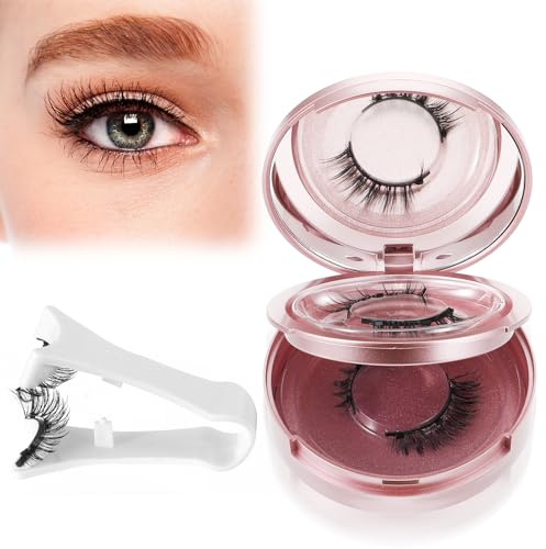 YBEATY 2 Pair Eyelashes with Applicator Reusable Soft Extension Eyelashes No Glue Needed Eyelash Cat Eye Natural Look Lash Clusters Kit Easy to Wear Remove