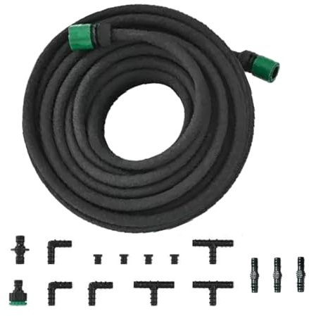 30M Soaker Garden Hose Soaker Drip Hose Set Hose Set with 1/2 Connectors for Gardens Lawn Patios Flowerbeds