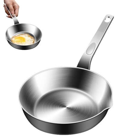 Generisch Edelstahl Eierpfanne Induktion, kleine Bratpfanne mit Ausgießer 13-17cm, Mini Pfanne für Sauce, Küchenkochgeschirr, Antihaftbeschichtung, geeignet für Herd, Elektro, Gas, Backofen (17CM)