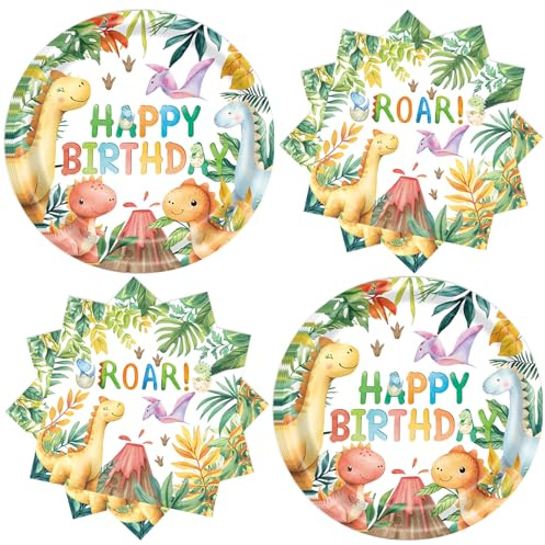 teikart Vaisselle décorative pour anniversaire d'enfant - Serviettes en carton - Assiettes en carton - Pour 20 personnes