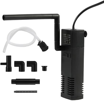 4W Aquarium Pumpe und Filter,Zirkulierender für gereinigtes Wasser,Einstellbarer Innenfilter mit Regenvorhang Design, 300L/H Durchfluss für 60L Aquarien,Lösung für Süß- und Salzwasseraquarien